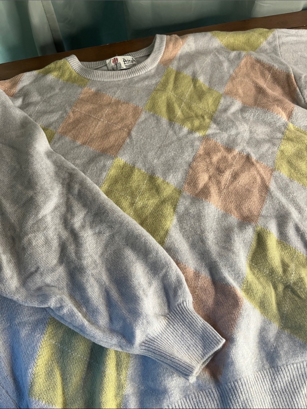 VTG Pringle of Scotland Lambswool Argyle Crewneck Sweater XL
